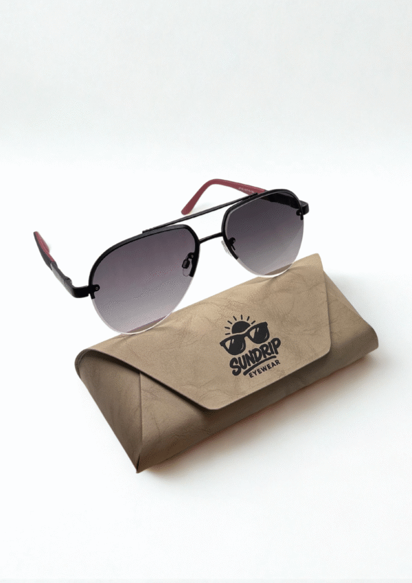 Matte Black Square Aviator Sunglasses - Image 5
