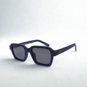 Matte Black Geometric Rectangular Sunglasses