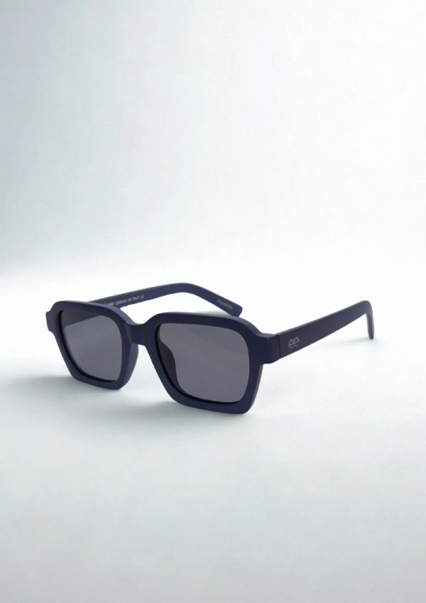 Matte Black Geometric Rectangular Sunglasses