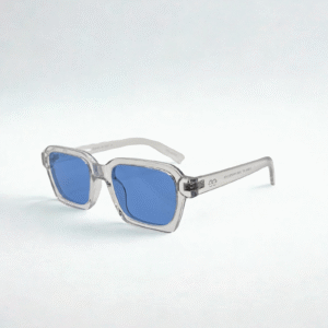 Crystal Azure – Square Sunglasses with Translucent Frame & Blue Lenses