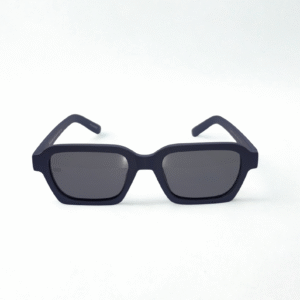 Matte Black Geometric Rectangular Sunglasses