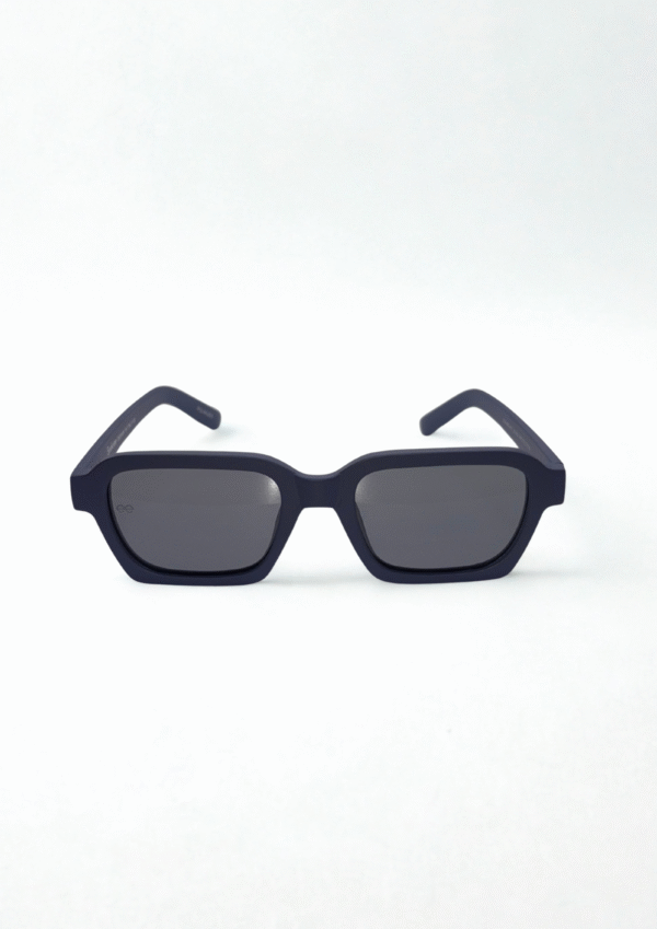 Matte Black Geometric Rectangular Sunglasses - Image 2