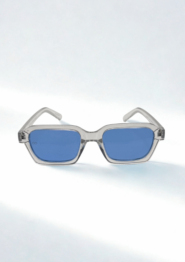 Crystal Azure – Square Sunglasses with Translucent Frame & Blue Lenses - Image 3