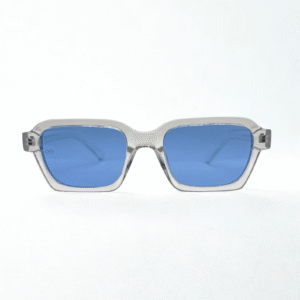Crystal Azure – Square Sunglasses with Translucent Frame & Blue Lenses