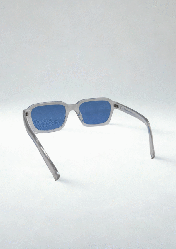 Crystal Azure – Square Sunglasses with Translucent Frame & Blue Lenses - Image 5
