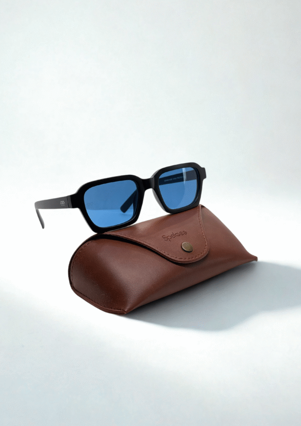 Square Retro Blue Lens Sunglasses - Image 6