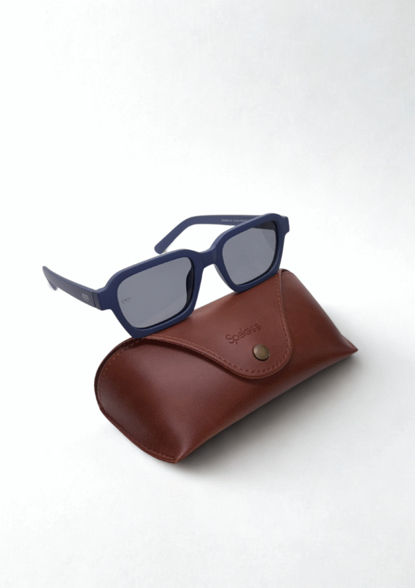 Matte Black Geometric Rectangular Sunglasses - Image 6