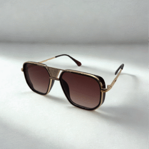 Retro Luxe Shield Sunglasses – Gold & Brown Gradient