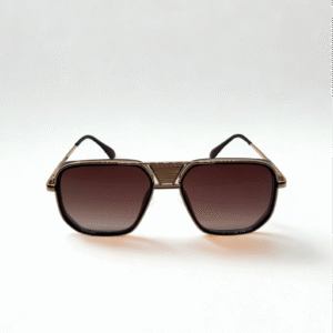 Retro Luxe Shield Sunglasses – Gold & Brown Gradient