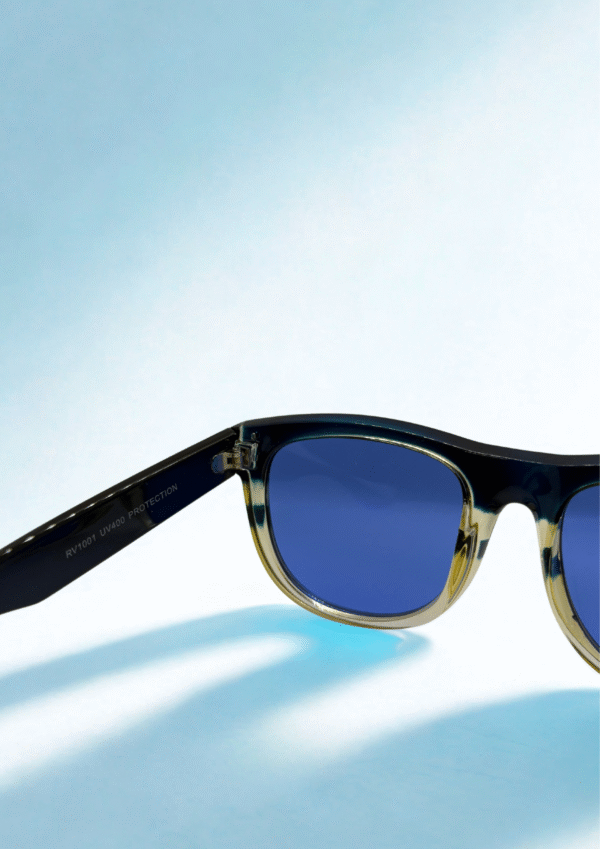 Retro Wayfarer Sunglasses – Blue Lens & Tortoiseshell Frame Edition - Image 5