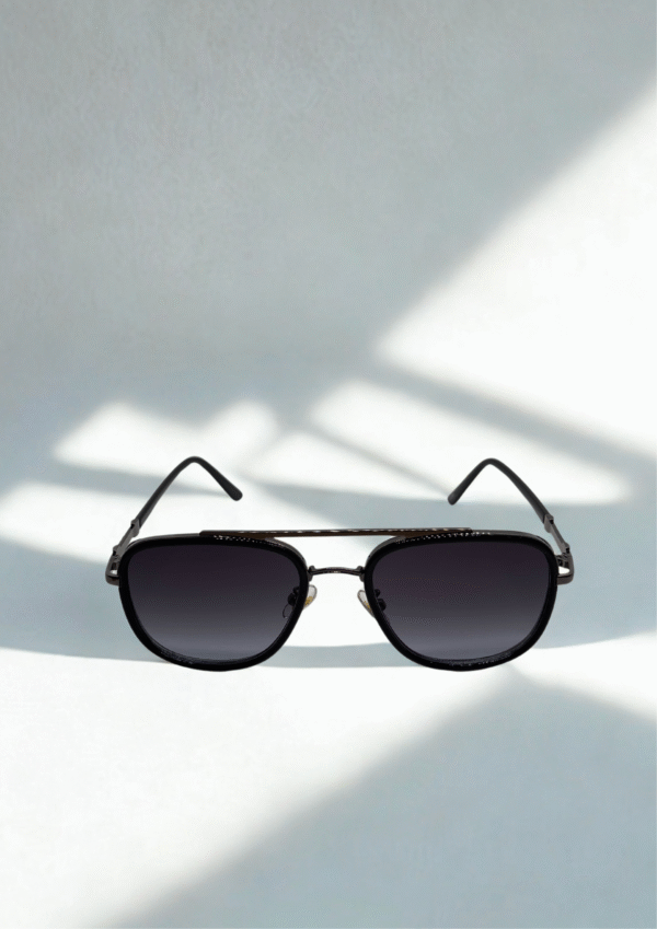 Gunmetal Classic Aviator Sunglasses – Gradient Black Lens Edition - Image 3