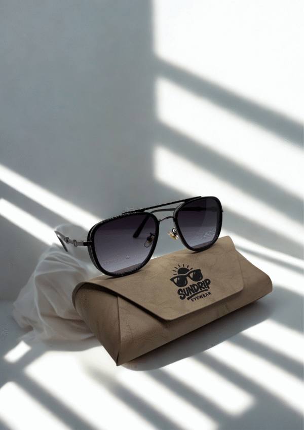 Gunmetal Classic Aviator Sunglasses – Gradient Black Lens Edition - Image 4