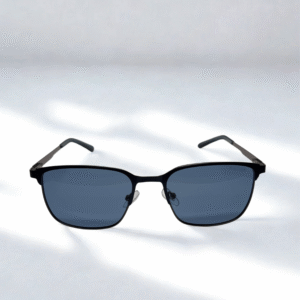 Modern Rectangular Metal Sunglasses – Deep Blue Lens Edition