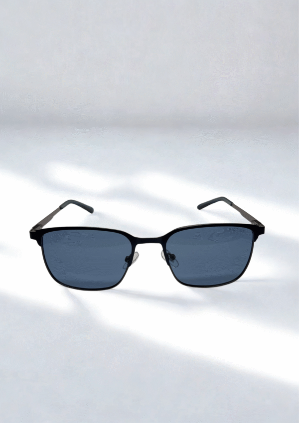 Modern Rectangular Metal Sunglasses – Deep Blue Lens Edition - Image 2