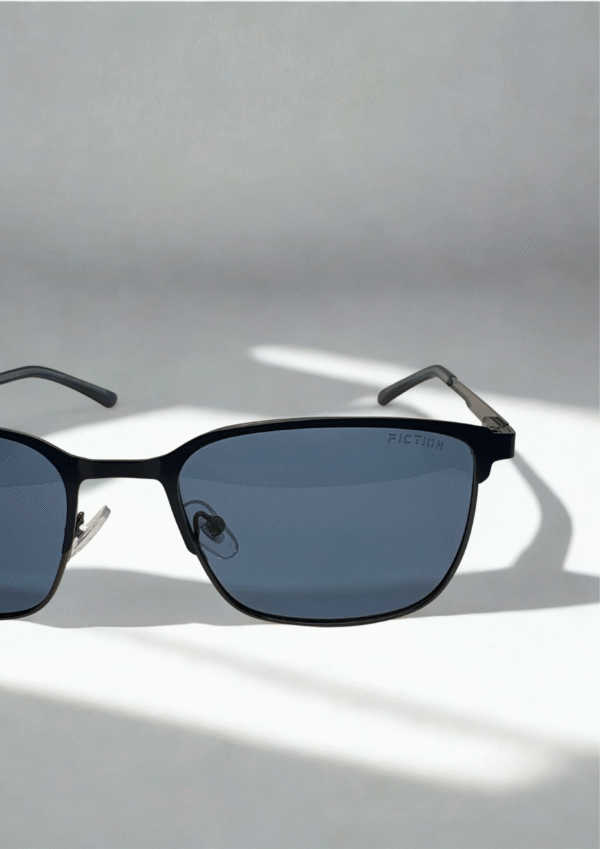 Modern Rectangular Metal Sunglasses – Deep Blue Lens Edition - Image 3