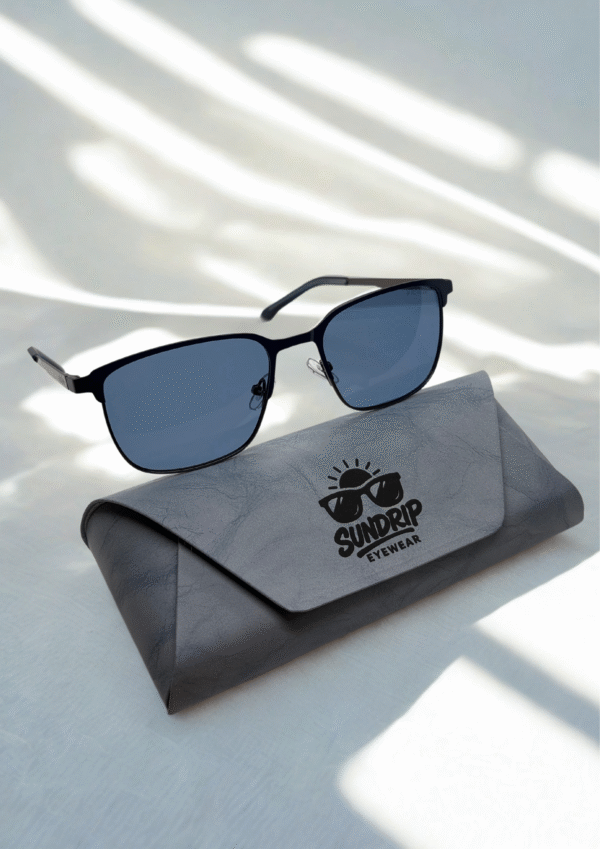 Modern Rectangular Metal Sunglasses – Deep Blue Lens Edition - Image 5
