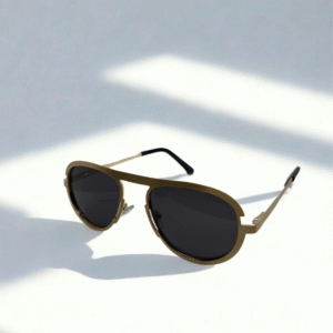 Brushed Gold Modern Aviator Sunglasses – Jet Black Lens Edition
