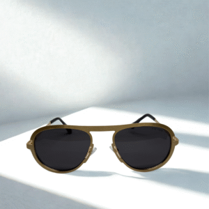 Brushed Gold Modern Aviator Sunglasses – Jet Black Lens Edition