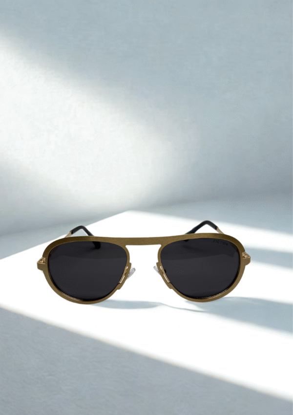 Brushed Gold Modern Aviator Sunglasses – Jet Black Lens Edition - Image 2