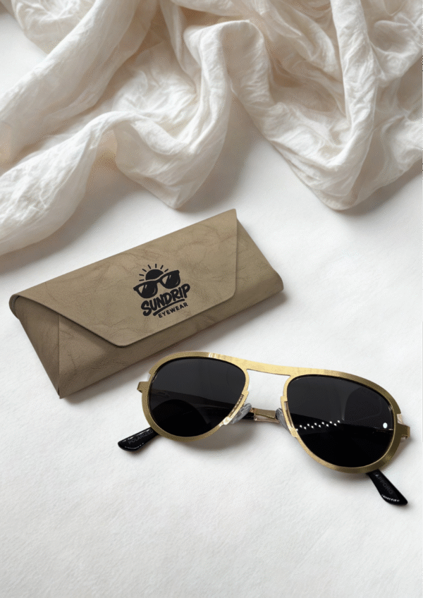 Brushed Gold Modern Aviator Sunglasses – Jet Black Lens Edition - Image 6