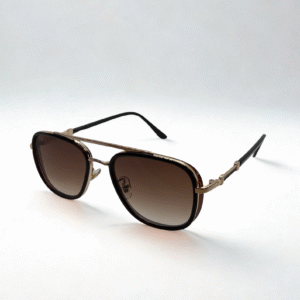 Gold & Black Metal-Frame Aviator Sunglasses