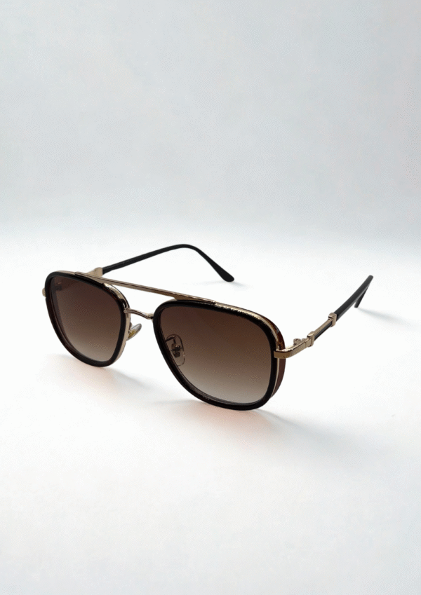 Gold & Black Metal-Frame Aviator Sunglasses