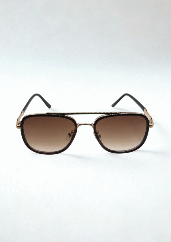 Gold & Black Metal-Frame Aviator Sunglasses - Image 3