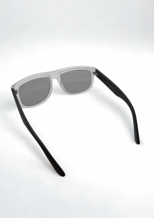 Frosted Grey & Black Wayfarer Sunglasses - Image 5