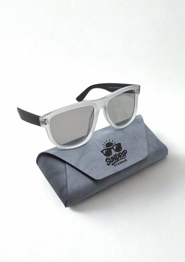Frosted Grey & Black Wayfarer Sunglasses - Image 6