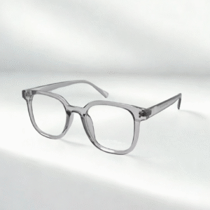 Grey Square Eyeglasses – Minimalist Flat-Bridge Frame