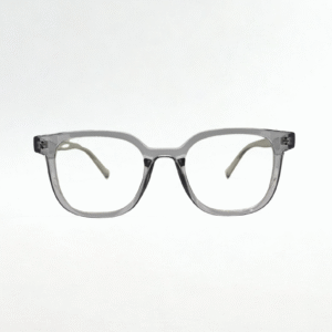 Grey Square Eyeglasses – Minimalist Flat-Bridge Frame