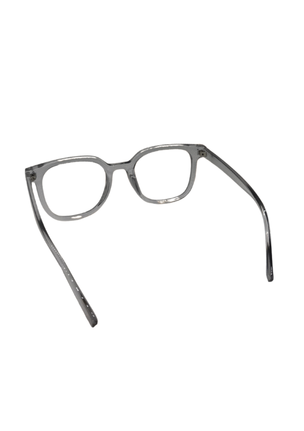Grey Square Eyeglasses – Minimalist Flat-Bridge Frame - Image 5