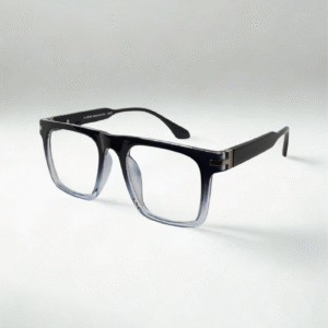 Black-to-Crystal Gradient Eyeglasses – Bold Square Acetate Frame