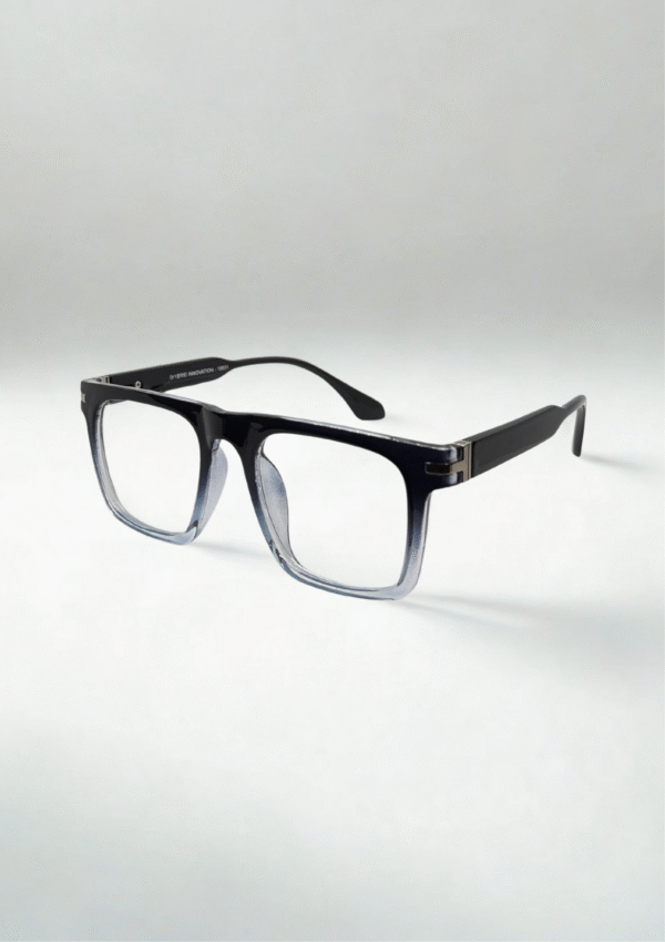 Black-to-Crystal Gradient Eyeglasses – Bold Square Acetate Frame