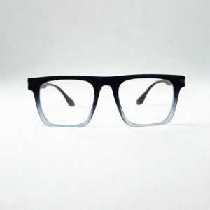 Black-to-Crystal Gradient Eyeglasses – Bold Square Acetate Frame