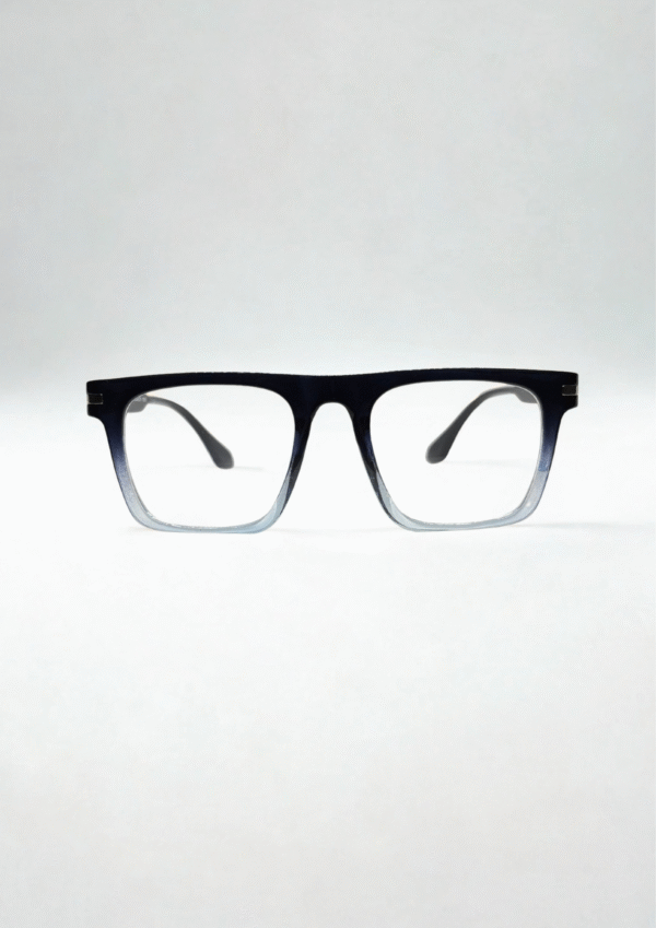 Black-to-Crystal Gradient Eyeglasses – Bold Square Acetate Frame - Image 2