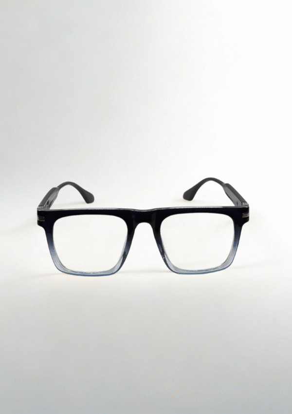 Black-to-Crystal Gradient Eyeglasses – Bold Square Acetate Frame - Image 3