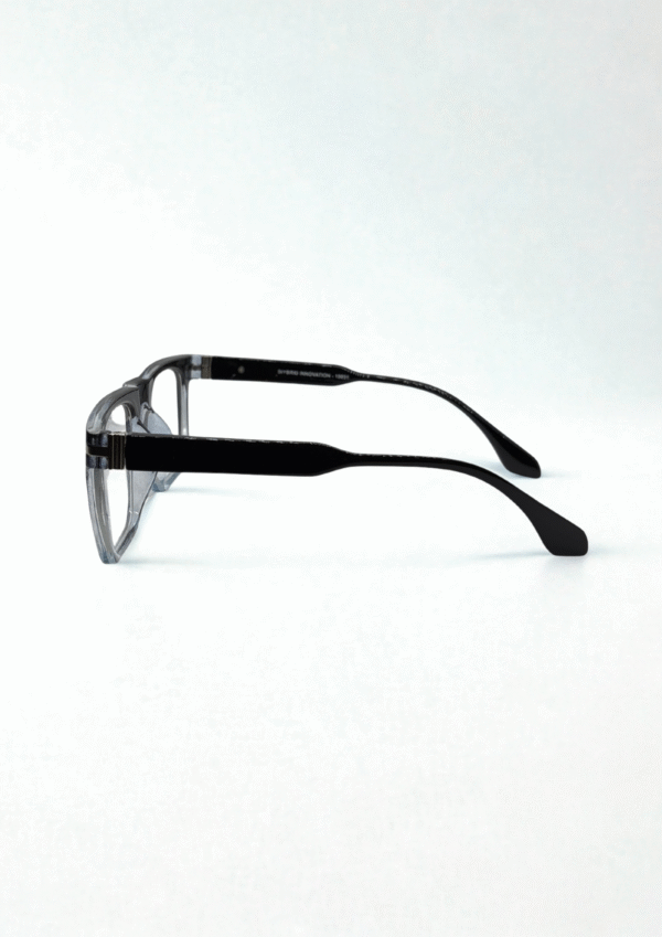 Black-to-Crystal Gradient Eyeglasses – Bold Square Acetate Frame - Image 4