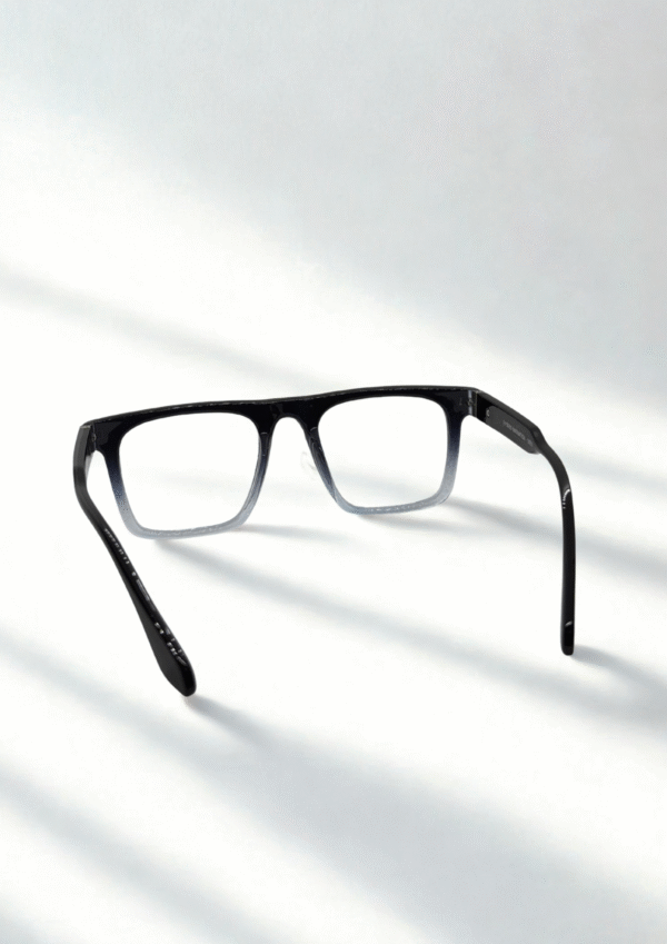 Black-to-Crystal Gradient Eyeglasses – Bold Square Acetate Frame - Image 5