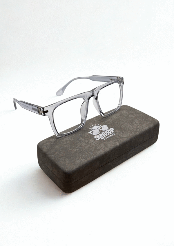 Grey Square Frame Glasses - Image 6